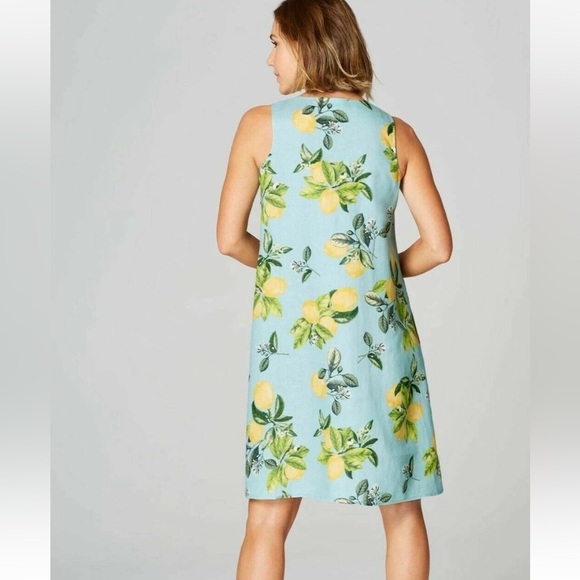 J. Jill Love Linen Lemon Print A Line Shift Dress Cottagecore Beachy Novelty MP - Picture 2 of 16